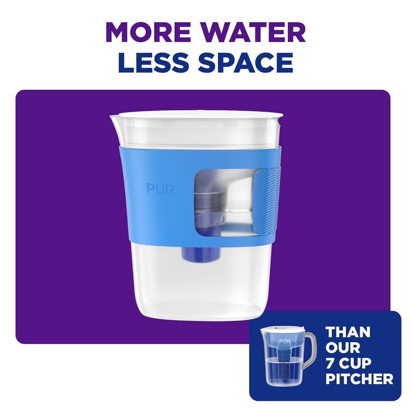 Pur Slim Water Filter Pitcher, 8-Cup Capacity, Compact Design for Dorms & Mini Fridges, Dishwasher Safe, Fast Filtration, Includes 1 Filter, Cleaner Great-Tasting Drinking Water, Blue - Image 5